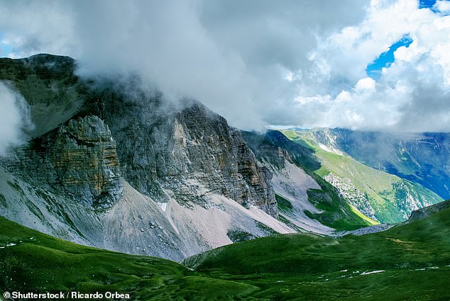 Above is the Sibillini National Park, the region's national park, which is home to 'rolling, chestnut-wooded hills and steep summits'