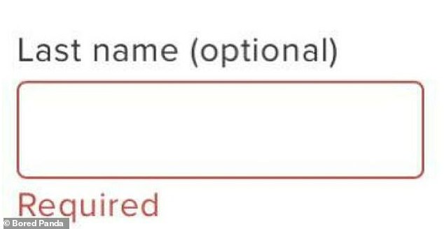 Make up your mind: This website confused some users by claiming their last name was optional only to reveal it was actually required