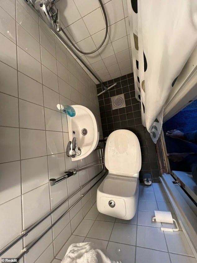 A traveler booked an Airbnb in Helsinki and found this bathroom layout. They wrote on Reddit: 'On the bright side, I could brush my teeth, shower, and drop a number two at the same time'