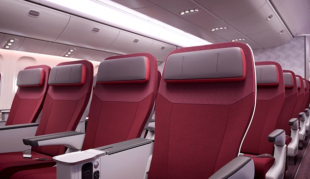 This rendering shows the brand-new Air India premium economy cabin