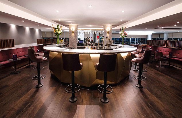 The No 1 Lounges at Gatwick and Heathrow have dedicated television rooms. Pictured is the No 1 Lounge at Gatwick Airport North Terminal
