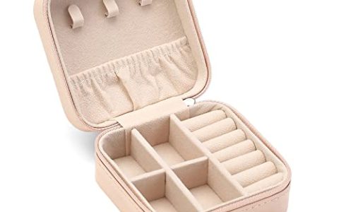 ZPROW Travel Jewelry Case, Mini Portable Jewelry Travel Boxes, Small Jewelry Organizer for Rings, Earrings, Pendants, Watches, Necklaces, Lipsticks Organizer Storage Holder Case (Pink)