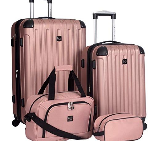 Travelers Club Expandable Midtown Hardside 4-Piece Luggage Travel Set, Rose Gold