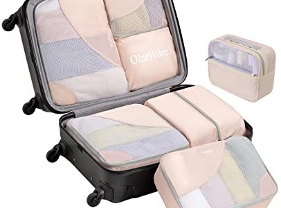 OlarHike 8 Set Packing Cubes for Travel, 4 Various Sizes(Extra Large,Large,Medium,Small), Luggage Organizer Bags for Travel Accessories Travel Essentials, Travel Cubes for Carry on Suitcases (Cream)
