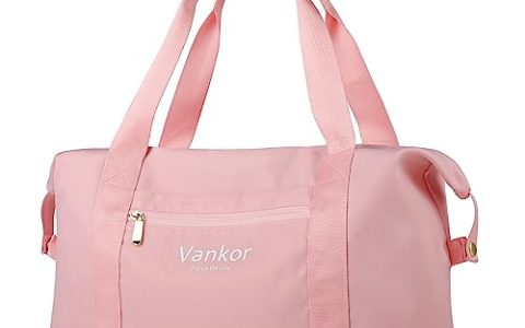 Travel Duffle Bag, Sports Tote Gym Bag, Weekender Bag, Expandable Waterproof Carry on Bag with Trolley Sleeve Wet Pocket Overnight Bags for Women – Pink