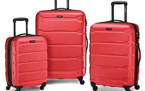 Samsonite Omni PC Hardside Expandable Luggage with Spinner Wheels, 3-Piece Set (20/24/28), Red