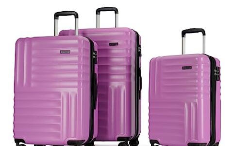 PRIMICIA GinzaTravel 3-Piece Luggage Sets Expandable Suitcases with 4 Wheels PC+ABS Durable Hardside Luggage sets TSA lock (Purple, 3-Piece Set(20″/25″/29″))