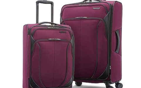 AMERICAN TOURISTER 4 KIX 2.0 Softside Expandable Luggage with Spinners, Purple Orchid, 2-Piece Set (20/28)