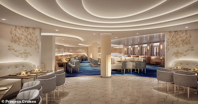 Above is the exclusive restaurant on Sun Princess, a new ship from Princess Cruises, that will be available to guests in the Signature Collection suites