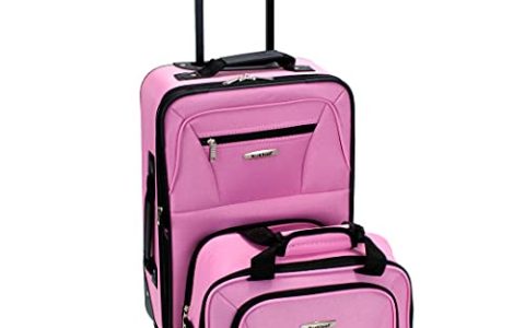 Rockland Fashion Softside Upright Luggage Set, Expandable, Pink, 2-Piece (14/19)