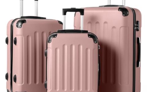 Karl home 3-Piece Luggage Set Travel Lightweight Suitcases with Rolling Wheels, TSA lock & Moulded Corner, Carry on Luggages for Business, Trip, Rose Gold (20″/24″/28″)