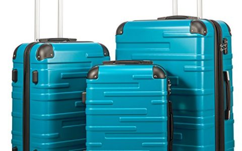 Coolife Luggage Expandable(only 28″) Suitcase 3 Piece Set with TSA Lock Spinner 20in24in28in (lake blue)