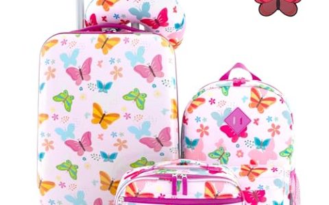 Travelers Club 5 Piece Kids’ Luggage Set, Butterfly