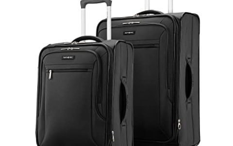 Samsonite Ascella X Softside Expandable Luggage with Spinners, Black, 2PC SET (Carry-on/Medium)