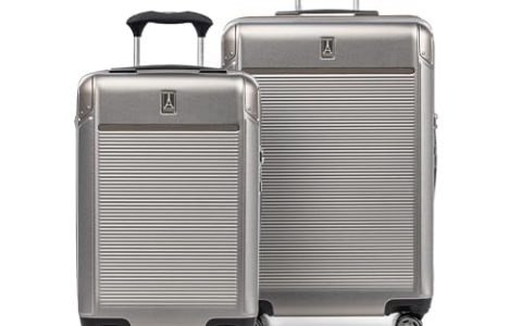 Travelpro Platinum Elite Hardside Expandable Spinner Wheel Luggage TSA Lock Hard Shell Polycarbonate Suitcase, Metallic Sand, 2-Piece Set (21/25)