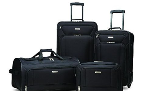 American Tourister Fieldbrook XLT Softside Upright Luggage, Black, 4-Piece Set (BB/WD/21/25 UP)