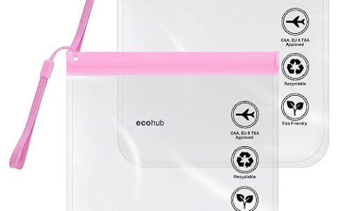 ECOHUB Clear TSA Approved Toiletry Bag 2 Pack 3-1-1 Compliant Quart Size Travel Toiletry Bag TSA Liquid Bag Travel Essentials Clear Travel Bags for Toiletries for Women Men (2pcs Pink)
