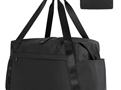 BAGSMART Foldable Travel Duffle Bag, 30.6L Large Carry On Tote Bag Gym Sports Bag for Women, Weekender Overnight Bag for Travel Essentials & Daily Necessities(Black)