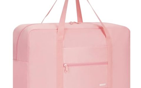 For Spirit Airlines Personal Item Bag 18x14x8 Travel Duffel Bag Underseat Foldable Carry-on Luggage Overnight Weekender Duffle for Women and Men (Pink)