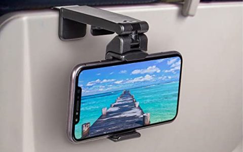 Perilogics Universal in Flight Airplane Phone Holder Mount. Hands Free Viewing with Multi-Directional Dual 360 Degree Rotation. Pocket Size Must Have Travel Essential Accessory for Flying