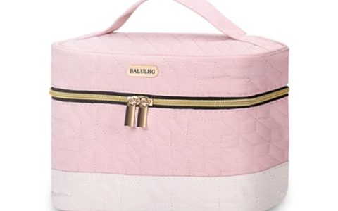BALULHG Portable Capacity Travel Makeup Bag Organizer, Pink Cosmetic Waterproof Bags