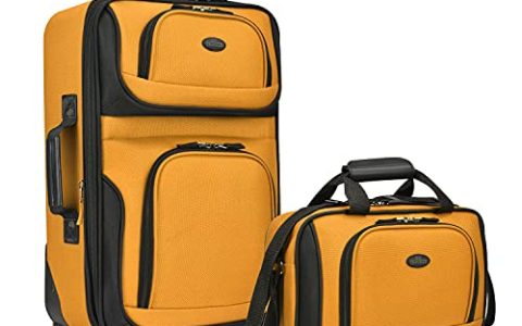 U.S. Traveler Rio Rugged Fabric Expandable Carry-on Luggage Set, Orange, 2 Wheel