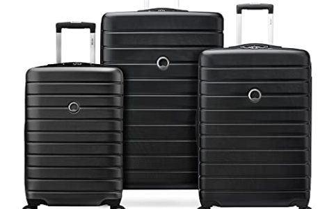 DELSEY Paris Jessica Hardside Expandable Luggage with Spinner Wheels (Black, 3-Piece Set (21/25/29))