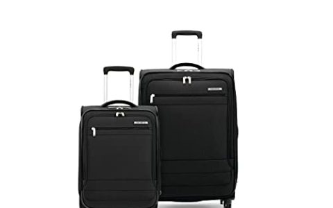 Samsonite Aspire DLX Softside Expandable Luggage Set with Spinners (Carry-on & Medium), Black