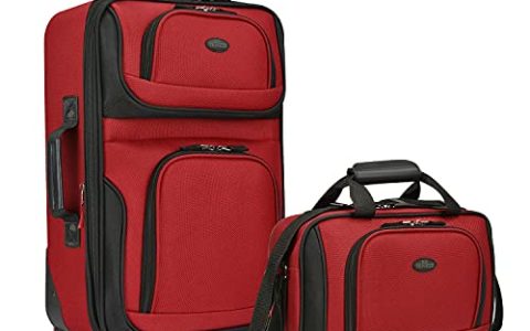 U.S. Traveler Rio Rugged Fabric Expandable Carry-On Luggage Set, Red, 2 Count(Pack of 1)