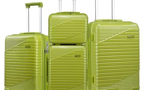 Somago 3 Piece Luggage Sets with a Cosmetic Case Expandable Suitcase(Only 24”) PC Lightweight Suitcase Sets of 4 with Wheels TSA Lock YKK Zippers for Man Woman Travel(Light Green)