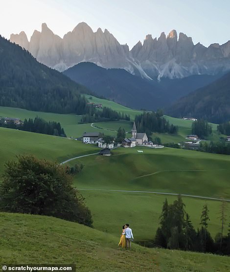 This picture captures the stunning greenery of Val di Funes, a valley in South Tyrol, Italy